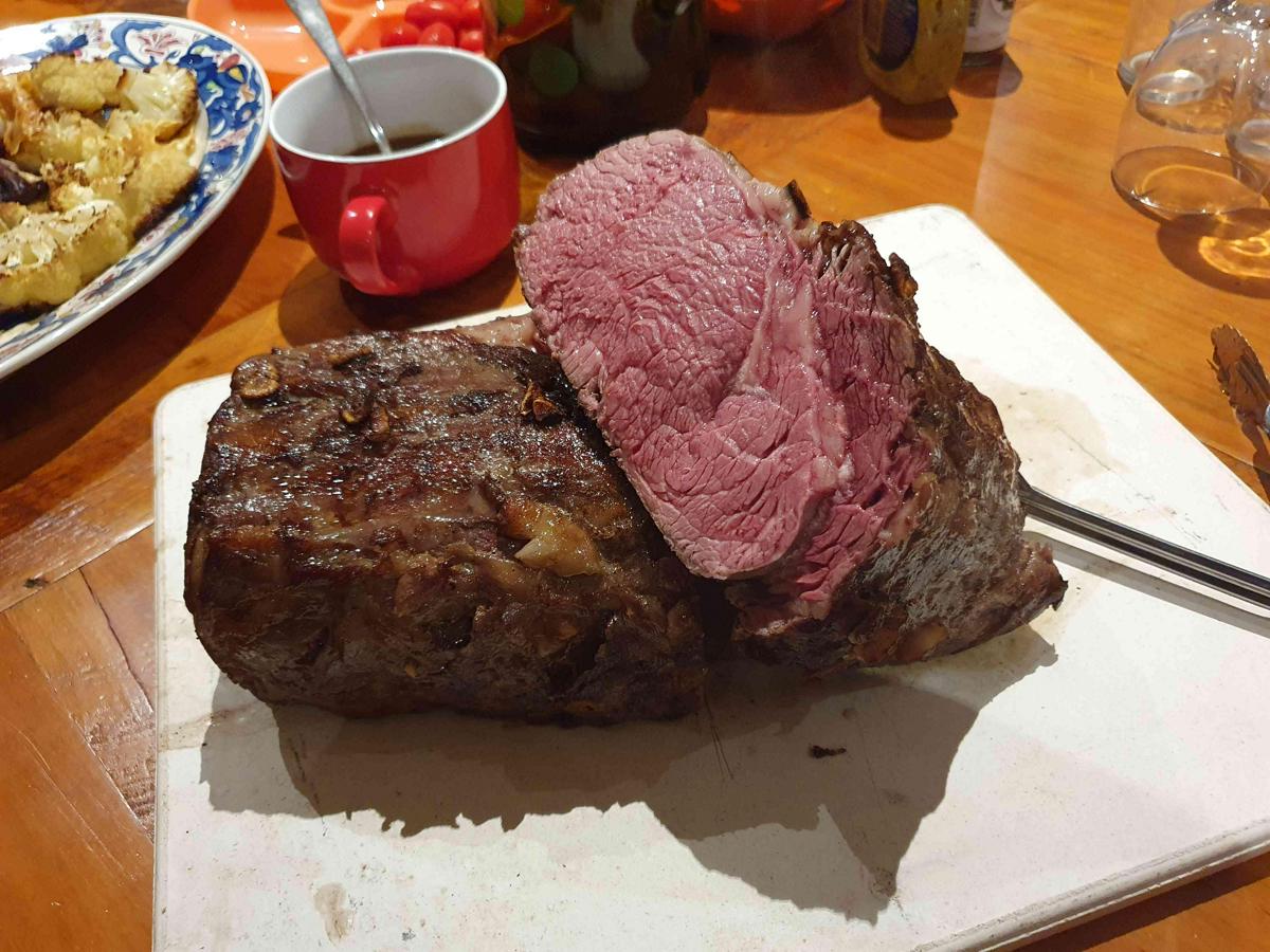 Holiday scotch fillet roast (in the sink)