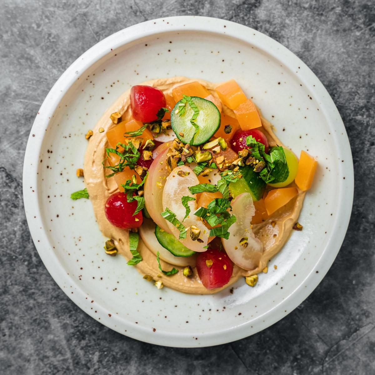 Sangria-Infused Fruit Salad with Sous Vide Caramelized Yogurt