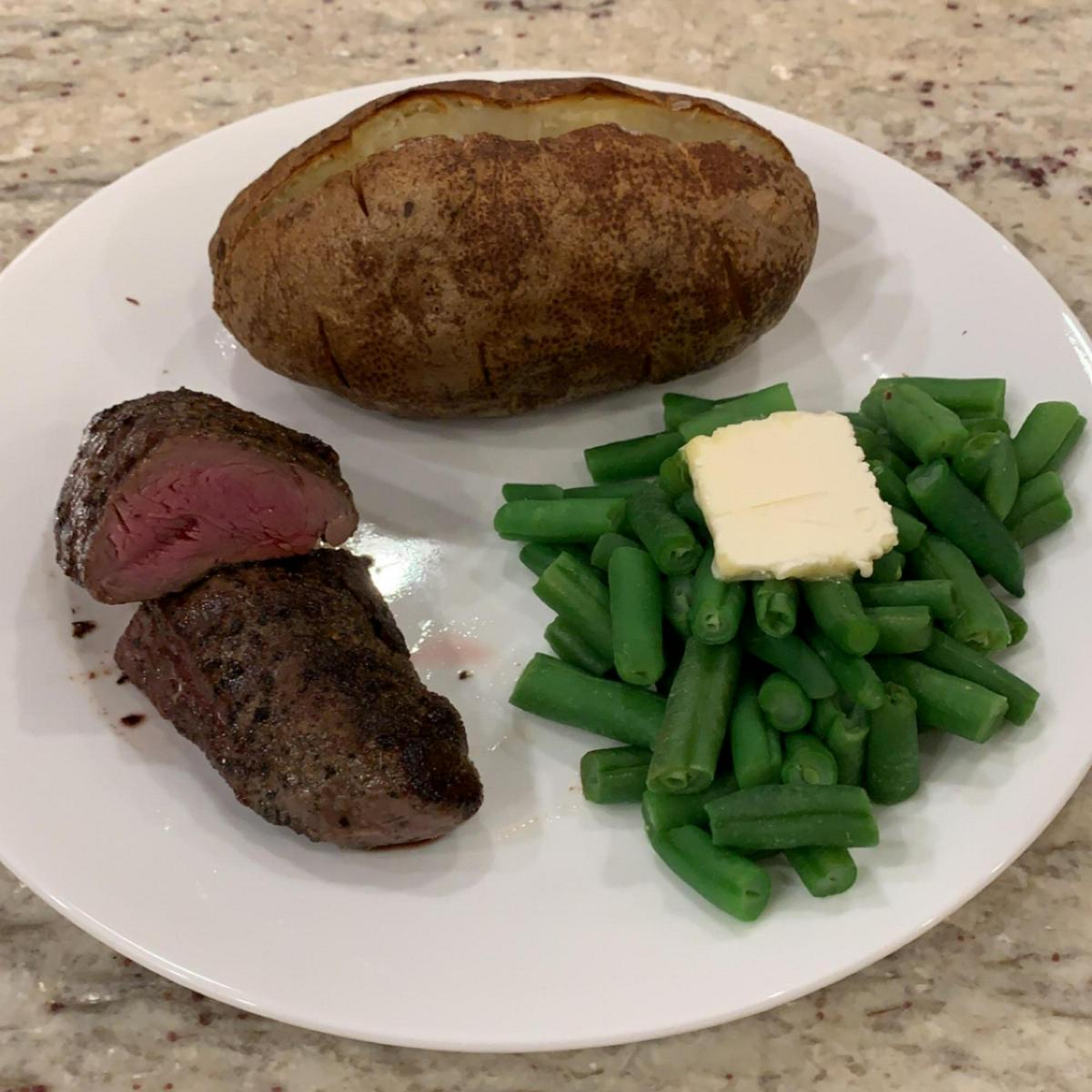 venison-tenderloin-with-baked-potatoe